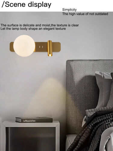 COB LED Luxury Bedside Wall Lamp Fixture E14 Bulb Reading Light Switch Spotlight - Picture 2 of 31