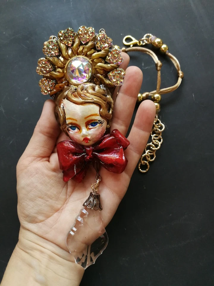 Joyería Collar Colgante Lujo Art Deco Belle Epoque Muñeca Pequeño Mozart Cristal Foto 3 de 4