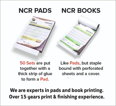 Personalised Duplicate A5 Invoice Book - 50 Sets, NCR Carbonless Paper, Your Logo & Details Printed
