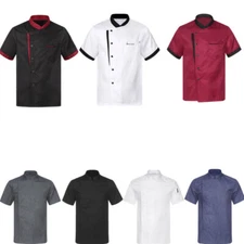Mens Womens Kitchen Chef Button Down Cook Shirts Coat Restaurant Tops Costume