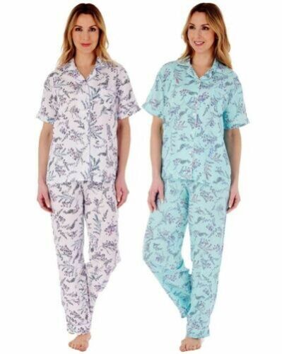 Womens Slenderella Pyjamas Floral Short Sleeve Button Through Pyjama Set - Picture 1 of 7