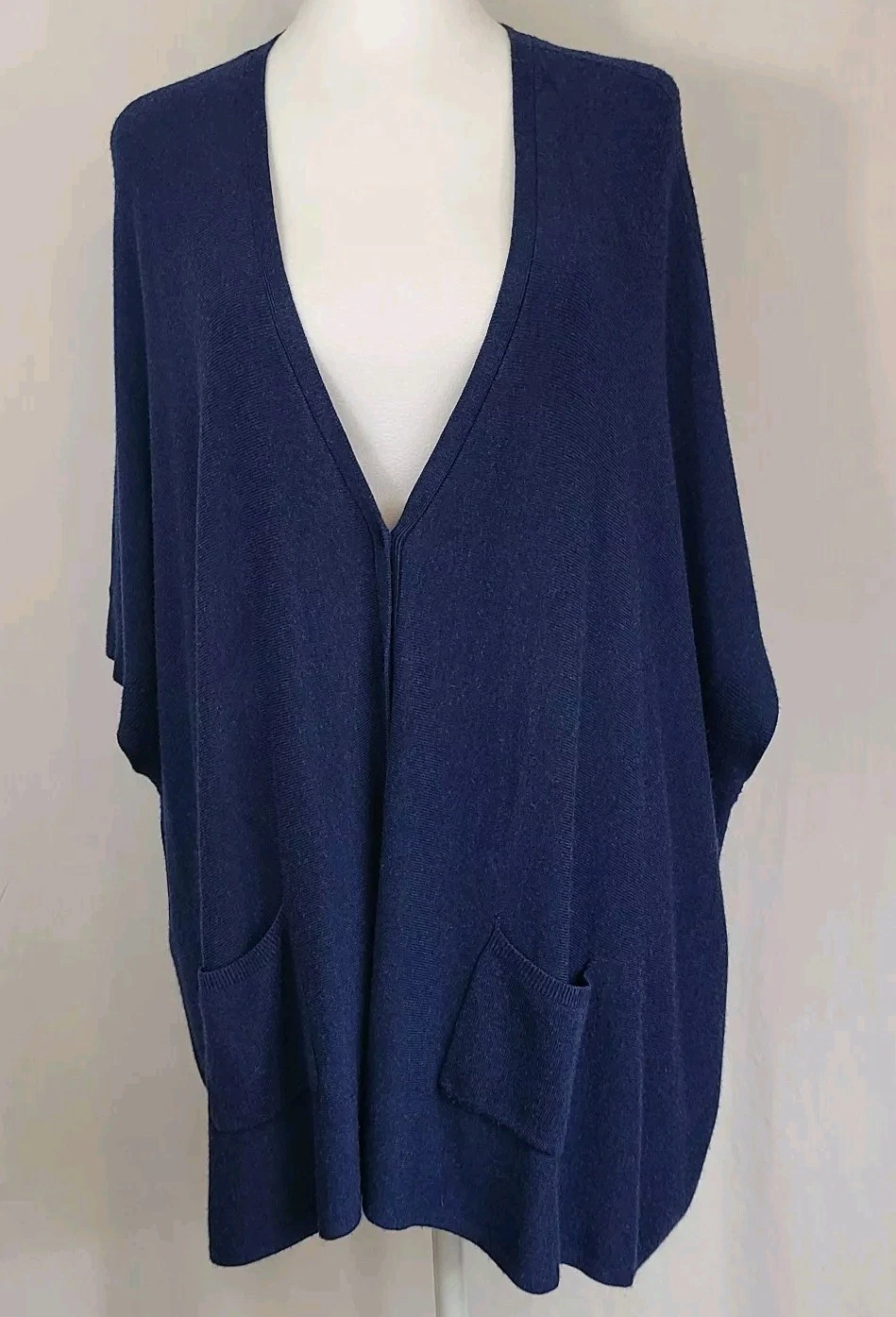 Eileen Fisher Small Blue Poncho Sweater Shrug Oversize Layer Lagenlook Cozy Warm