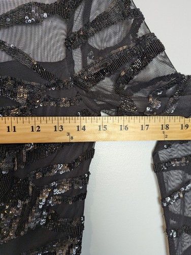 Reiss Women's Black Sequin Jumpsuit Salie Size 0 Sheer Long Sleeve NWT $495 Fit - Picture 14 of 17