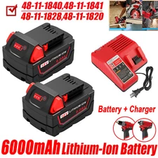 6AH Battery and Charger Pack For Milwaukee for M18 Extended Capacity 48-11-1860
