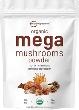 Micro Ingredients Organic Mega Mushroom 10 in 1 Complex Formula Powder for Immun
