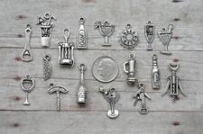 17pc or 5pc Bartender Charm Set Lot Collection / Blender, Cocktail,Beer,Wine,Gin