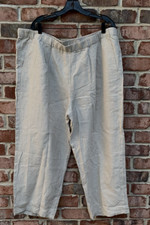 NWT EILEEN FISHER Unnatural Organic Linen Straight Legged Pant Pockets  158 2X