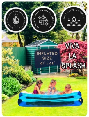 Viva La Splash Soft Vinyl Inflatable Family Pool. 81'' x 52'' Fast Inflate. NEW