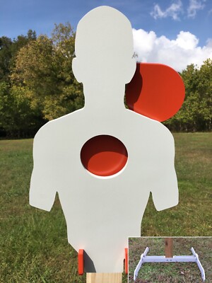 3/8 AR500 16''x30'' Combatant Hostage Reactive Steel Shooting Target w/ 2x4 Stand
