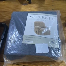 SURE FIT Stretch Plush 1-Piece Recliner Slipcover Storm Blue Washable NEW