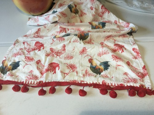 Vintage 1960's True Red Pom Pom Sewing Trim Pillows Curtains Towels 6.10 yd+2.25 - Picture 9 of 9
