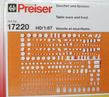 HO Preiser 17220 UNPAINTED Tableware Dishes ,etc. and Food with Accessories