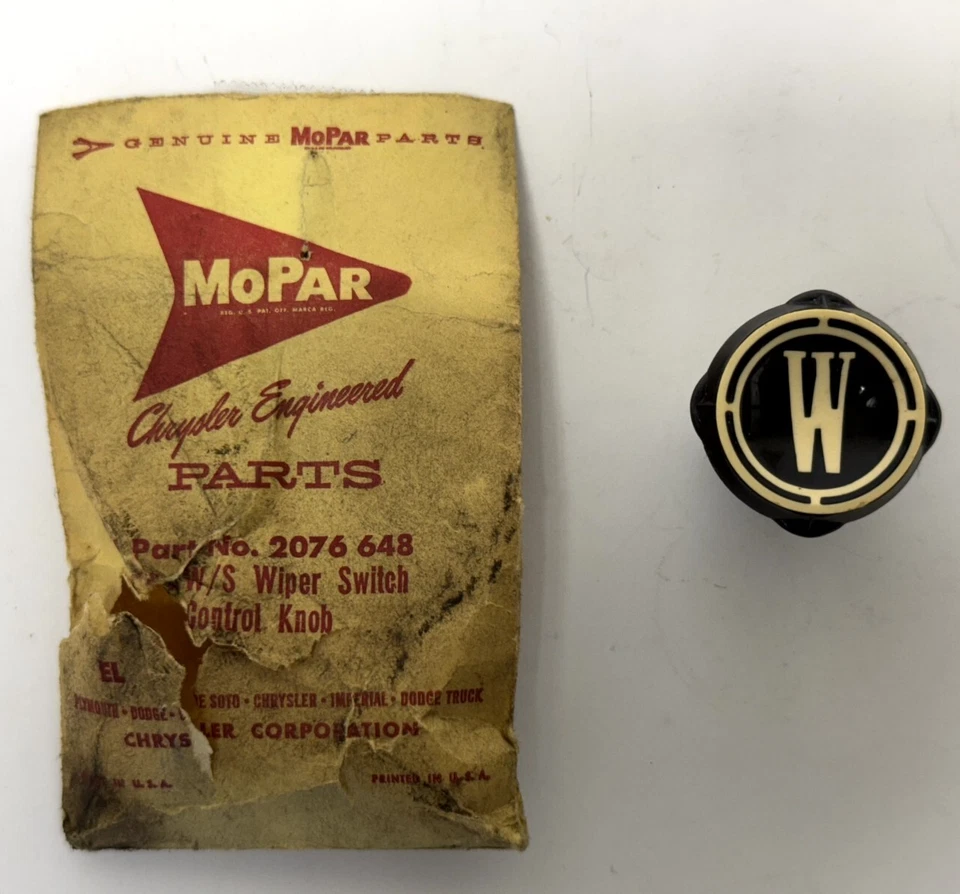 Plymouth Valiant 1960 interruptor limpiaparabrisas perilla de control NOS 2076648 Foto 3 de 4