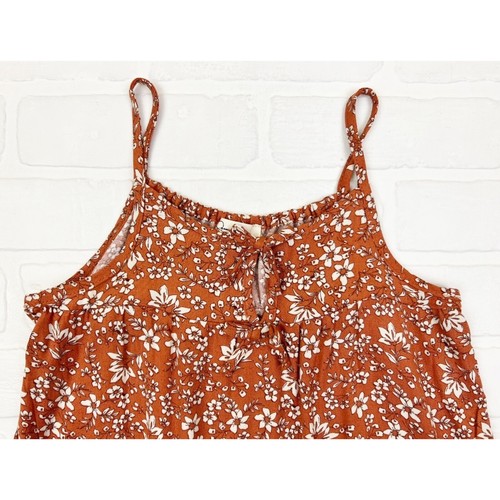 NWOT Jessica Simpson Girl Floral Sleeveless Ruffle Keyhole Dress Brown White 5/6 - Picture 2 of 6