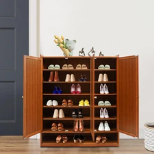 42.1" Tall Shoe Storage Cabinet 7-Tier Sneaker Organizer with Doors for Entryway