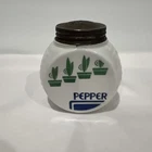 Vintage Anchor Hocking Vitrock Green Flower Pot Pepper Rare