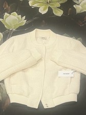 Jason Wu Cream Boucle Jacket XS Textured Cropped Snap Front