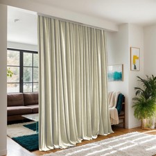 Room Divider Curtains for Ceiling Track System or Rod With Hooks - Blackout P...