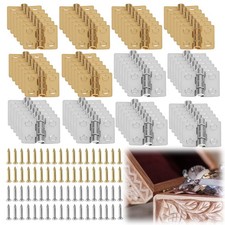 72 Pack Mini Hinges for Crafts Small Brass, Tiny Hinges for Wooden Box Jewelr...