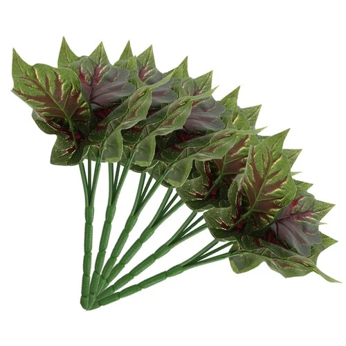  6 Pcs Simulated Plant Red Heart Fairy Taro Simulation Green Artificial Bonsai