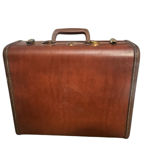 Vintage Samsonite Train Case 15” Brown Shwayder Bros 1950s Small Suitcase￼