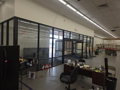 #ad Interior Enclosure Foyer Complete Glass Panes Three Stanley Electric Doors $7700.00