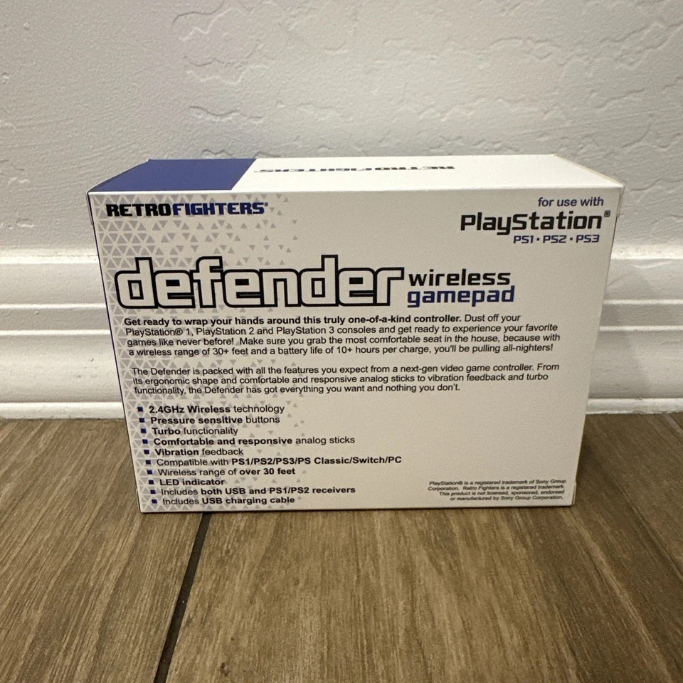 Retro Fighters Defender Wireless Gamepad Controller Blue PS1 - PS2 - PS3 - Image 3 of 4