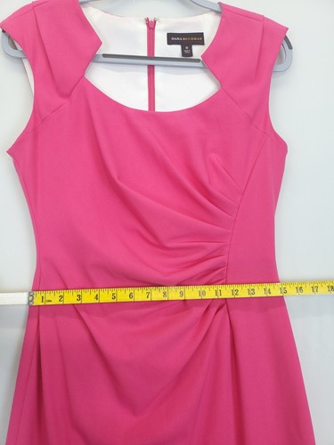 Dana Buchman Sheath Dress Ruched Cap Sleeve Women 10 Fuchsia Office Feminine - Picture 7 of 15