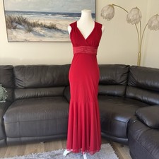New Bell Vintage Red Maxi Dress Satin Tie Back Formal Evening Gown Size Small