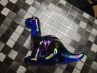 Fenton Glass Dinosaur By Mosser Rainbow Purple/Blue Awesome Reserved