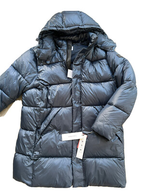 Calvin Klein $298 Men's Long Hooded Puffer Jacket Size XL BLUE  New