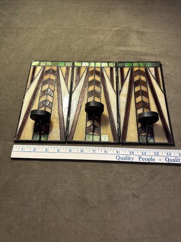 Stained Glass Candle Holder- Tiffany -Frank Lloyd Wright Style - By Party Lite - Picture 19 of 21