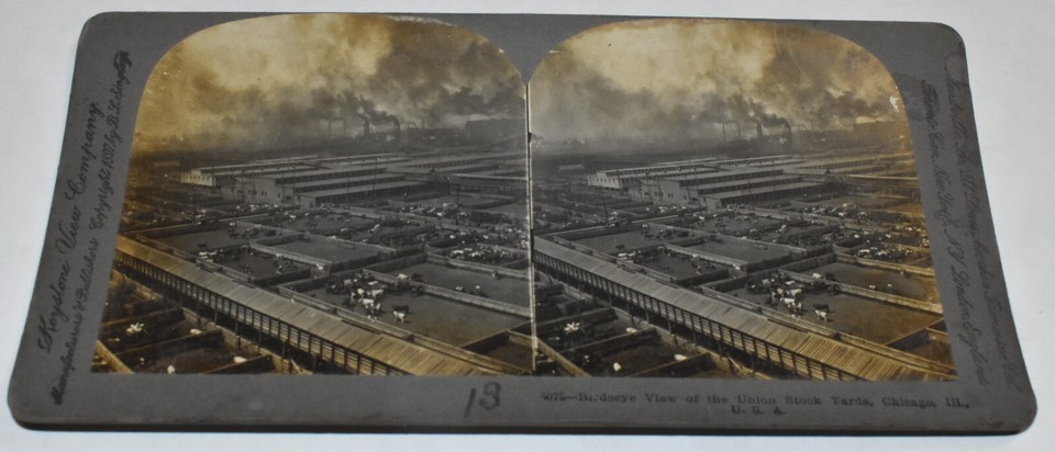 Vintage Keystone Stereoview Card Chicago Union Stockyards Birds Eye ...