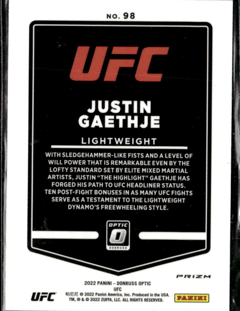 その他 2022 Donruss Optic UFC JUSTIN GAETHJE 2022 Donruss Optic UFC #98 Justin Gaethje Blue Velocity | eBay