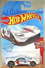 2021 Hot Wheels #164 Then and Now 7/10 '17 FORD GT White w/Gray Pr5 Spoke Wheels