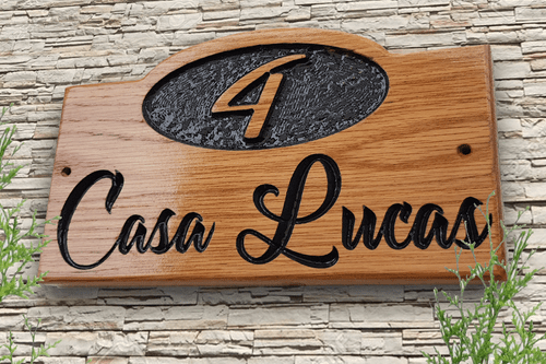 Personalised Oak House Name Sign Custom Carved Outdoor Wooden Address Plaque - Picture 3 of 13