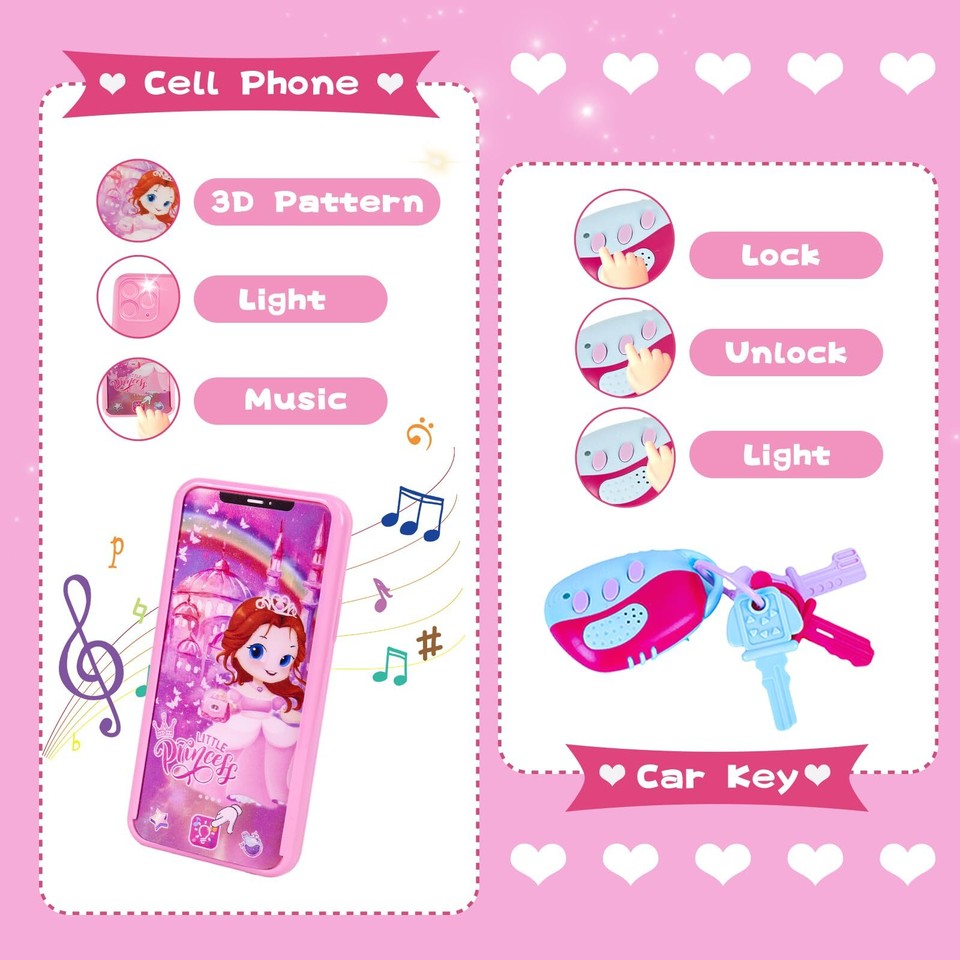 Little Girl Purse with Makeup Kit, My First Purse Set with Chain Bag