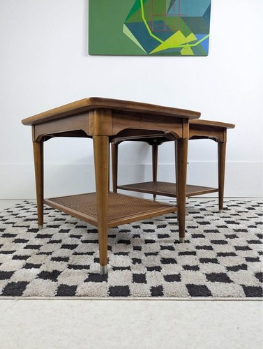 Pair of MCM Walnut End Tables Accent Tables by BP John - Picture 3 of 8