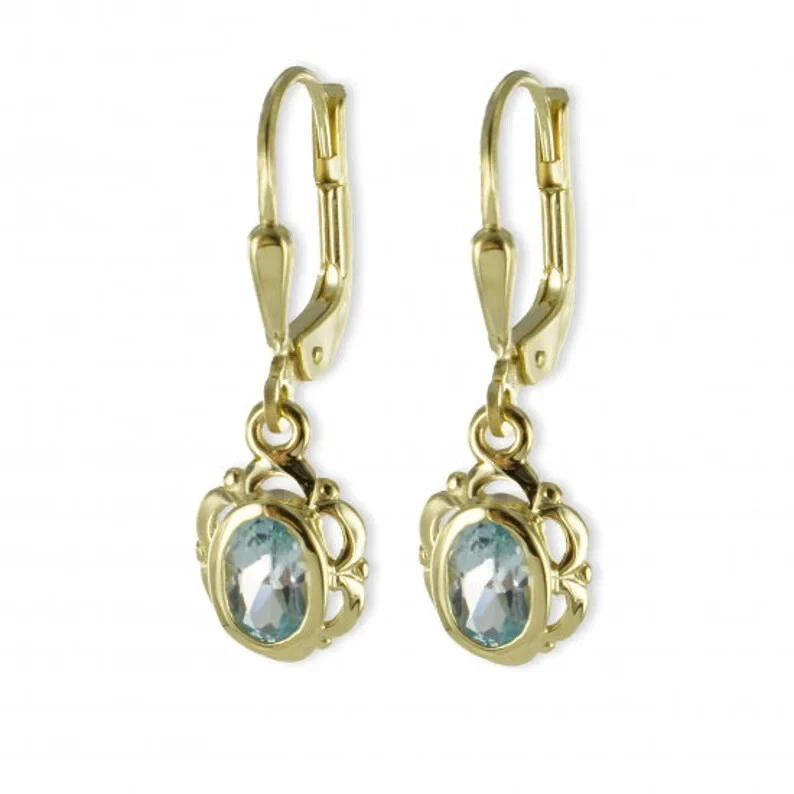 Ohrhänger echt 333/000 Gold mit Blautopas | Ohrringe | Schmuckstyck - Bild 2 von 4