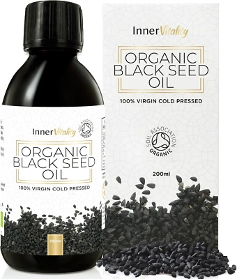 Organic Black Seed Oil by Inner Vitality - Virgin Cold Pressed - 200Ml