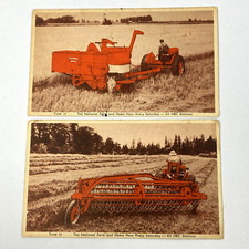 2 postales de tractor Allis Chalmers estaciones de radio NBC granja y hora en casa de colección