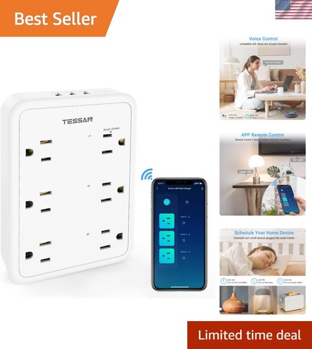 Smart Outlet Plug Extender Power Strip 6 Multi Outlet 3 USB Wifi Voice Control