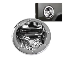 03-09 HUMMER H2 GAS TANK COVER FUEL DOOR LID BEZEL CAP MOULDING TRIM CHROME 2PCS