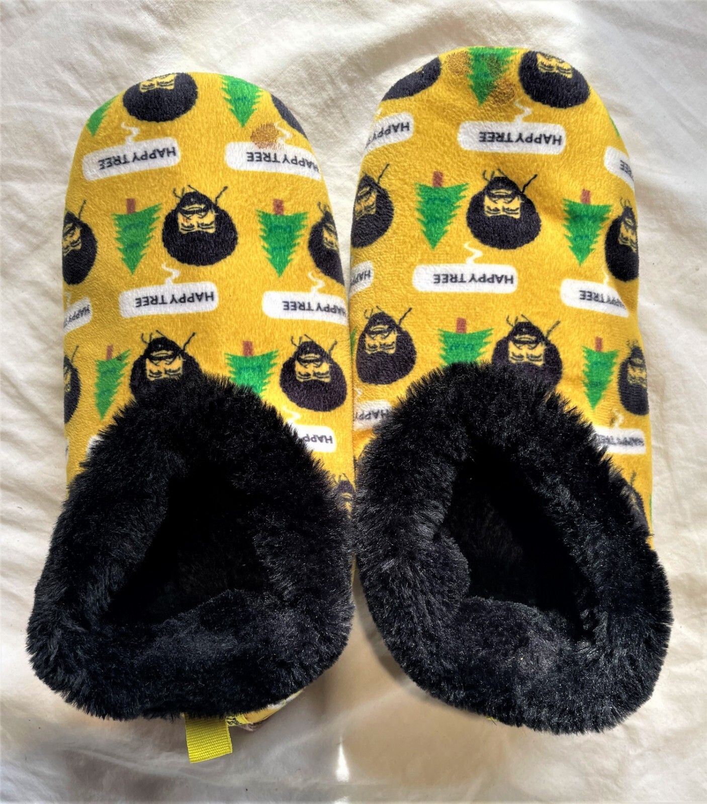 PANTOFOLA D’ORO Pantofole Happy Trees OoohGeez Bob Ross gialle taglia 9 10