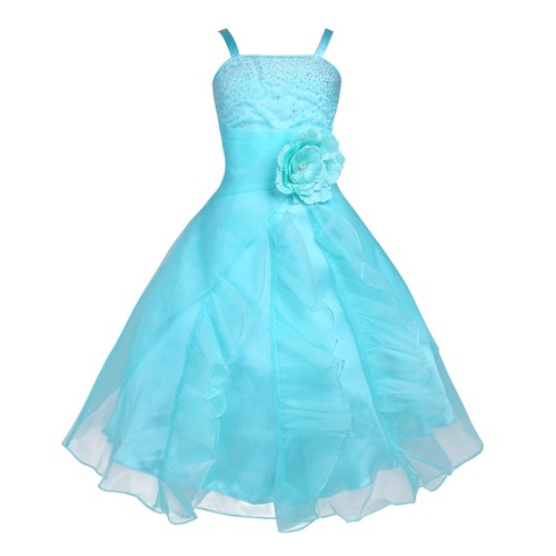 Mädchen Kleider Festlich Prinzessin Kleid Lange Blumenmädchenkleid mit Strass - Picture 11 of 74