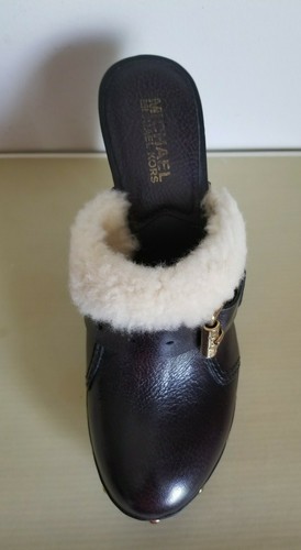 Zuecos de madera de oveja Michael KORS YORK GOLD MK LOGO US 6 USADOS UNA VEZ ME ENCANTAN LOS ZAPATOS - Imagen 5 de 9