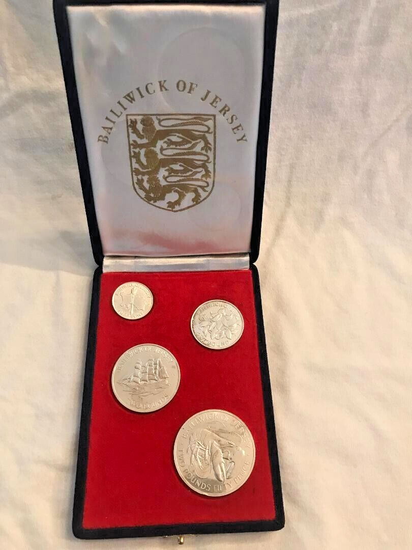BAILWICK OF JERSEY 4 SILVER COIN SET OF QUEEN ELIZABETH THE SECOND