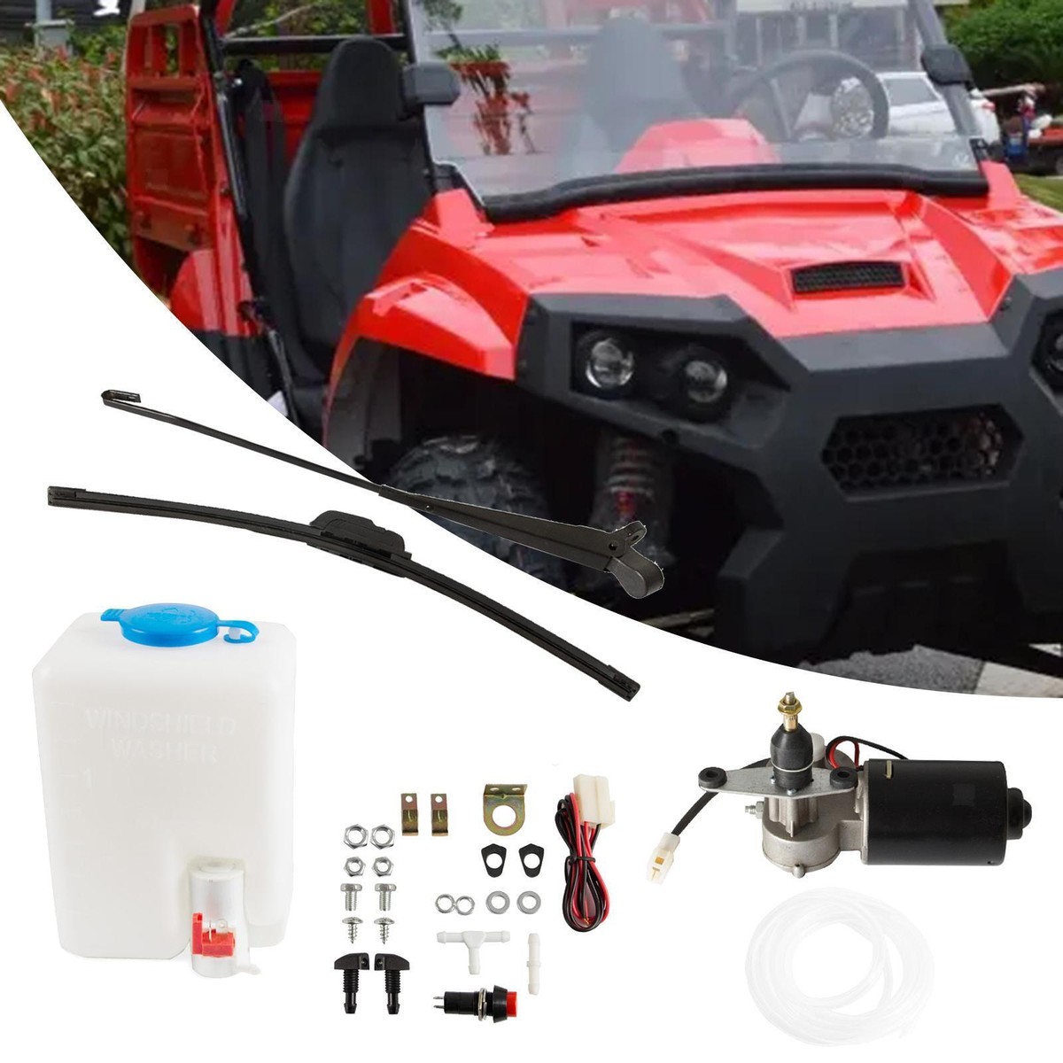 Wischermotor-Kit Für UTV & ATV – Komplettes Set Mit Motor, Wischerblatt & Wasserflasche, 12V, Leise, Einfach Zu Installieren