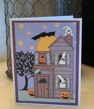 handmade Card Kit Stampin' Up! Halloween Witch Moon Cat House