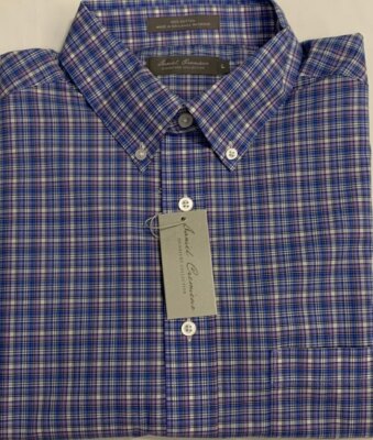 New Daniel Cremieux Casual Short Sleeve Shirt Lavender Plaids Size L $19.75